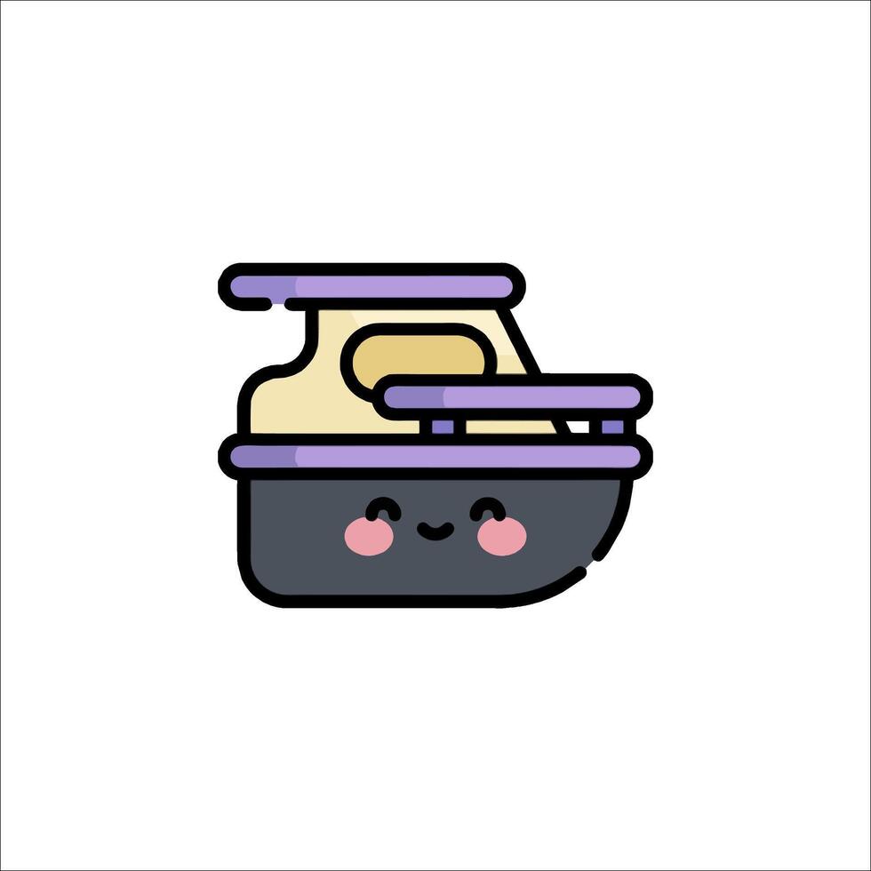 A cute little boat with a purple lid vector