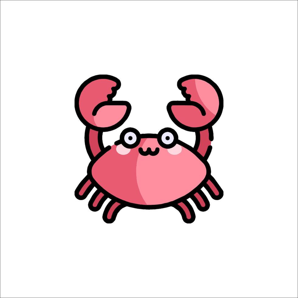 A cartoon crab with a pink shell and eyes vector