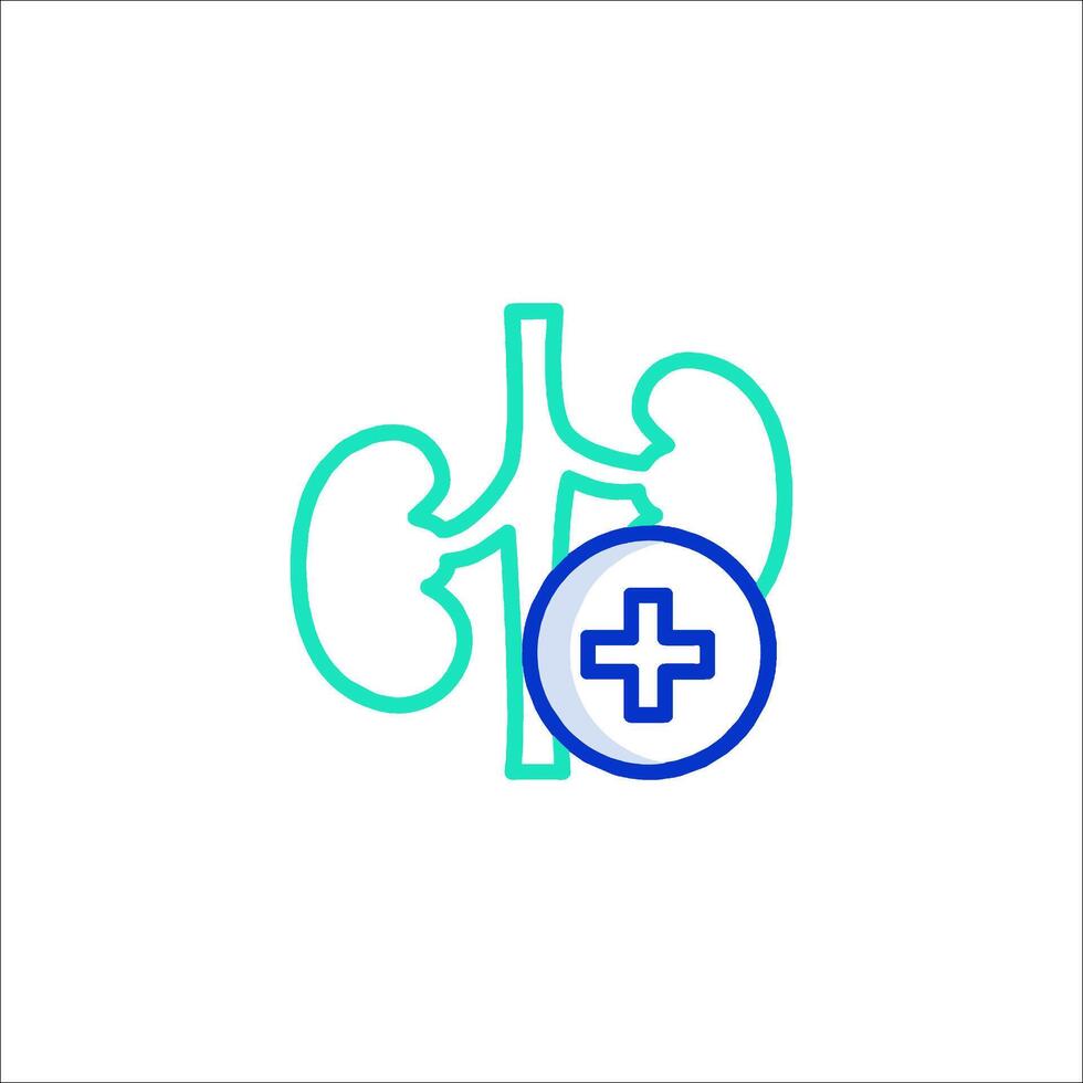 A kidney icon with a plus sign vector
