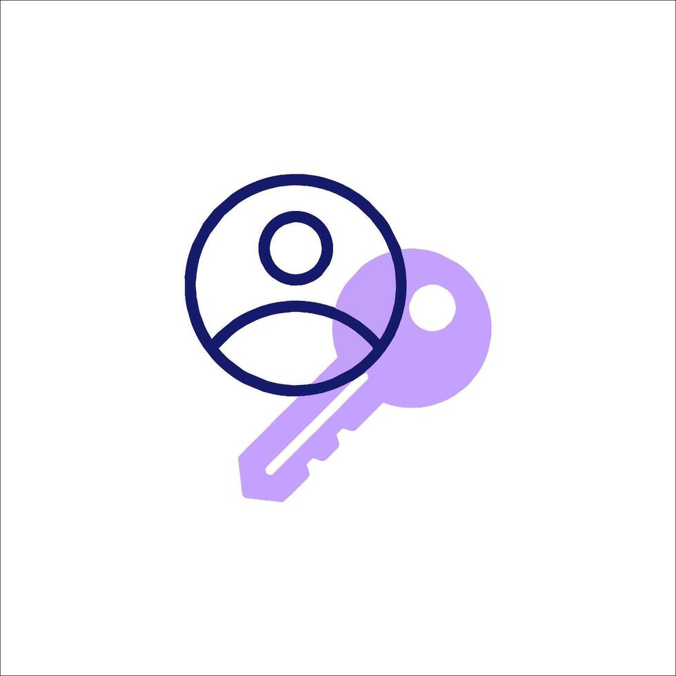 A key and a person icon on a white background vector