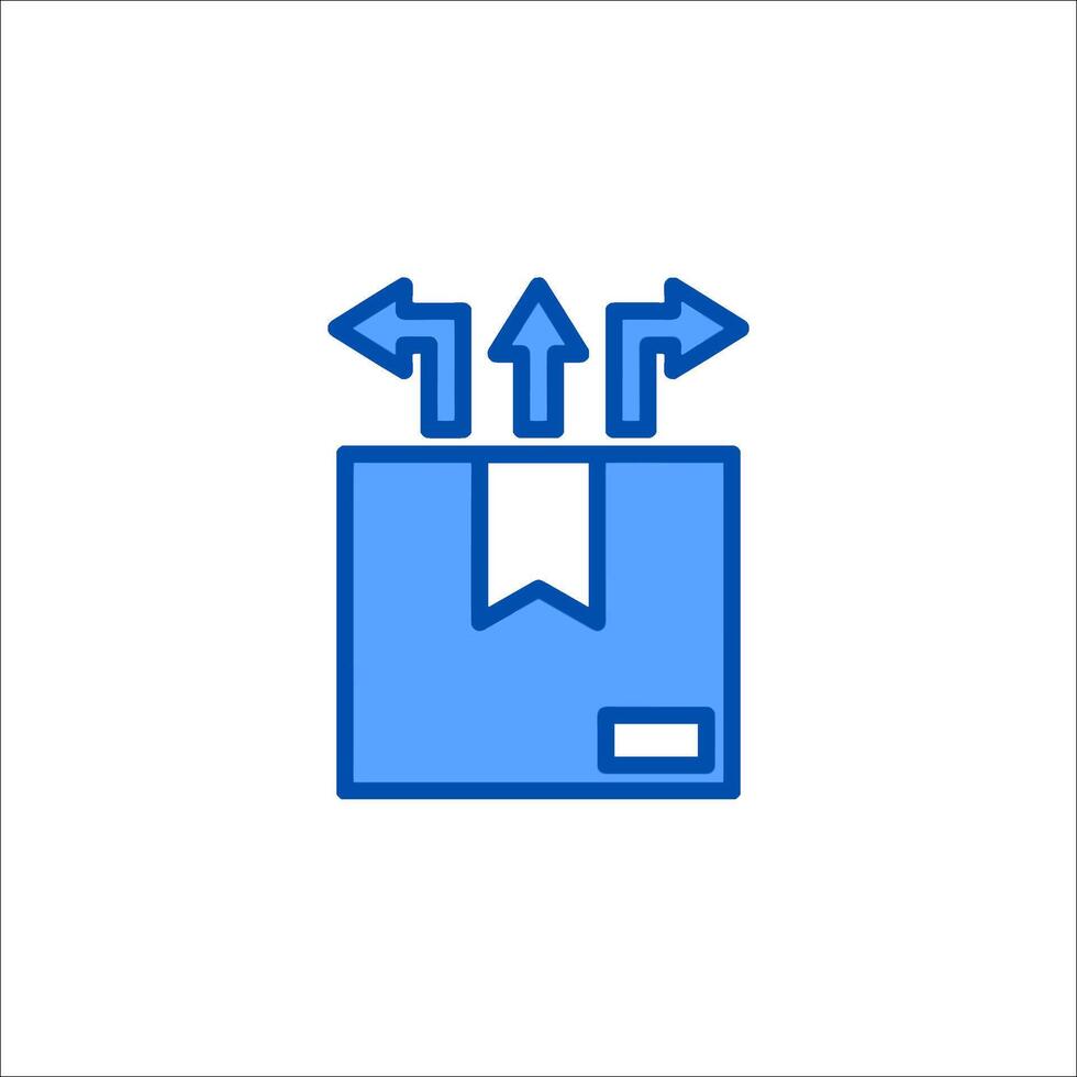 A blue box with arrows coming out of it vector