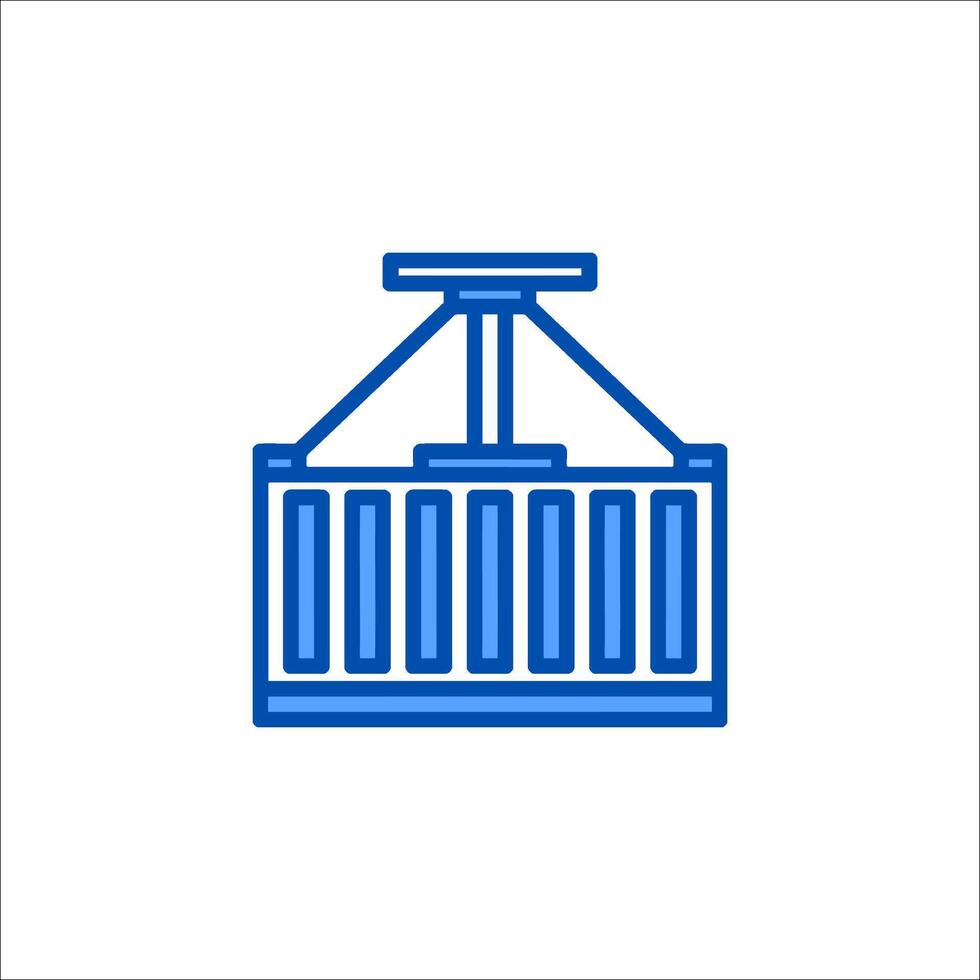 A blue line icon of a container vector