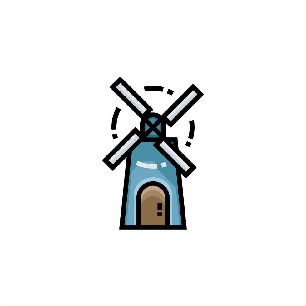 A blue and white windmill icon vector