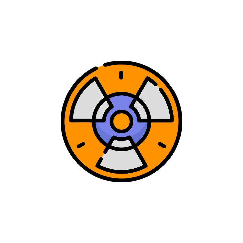 An orange and blue radioactive symbol on a white background vector