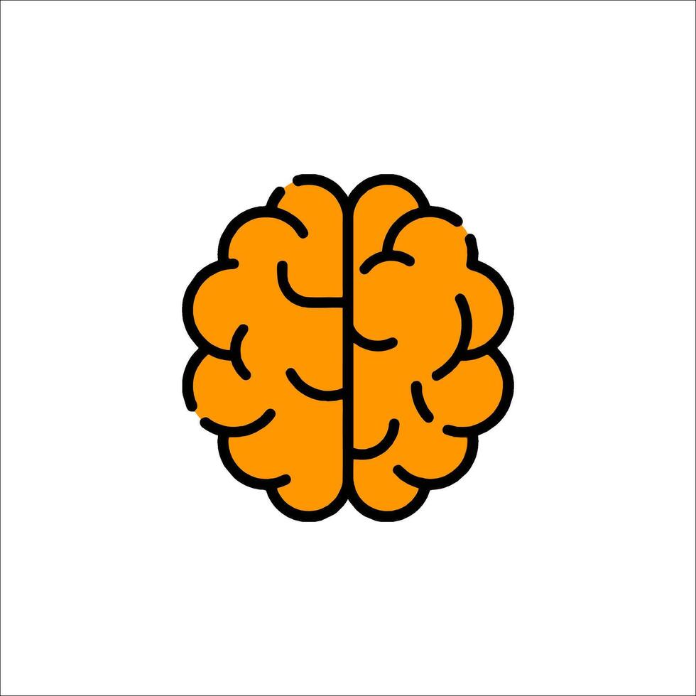 An orange brain icon on a white background vector