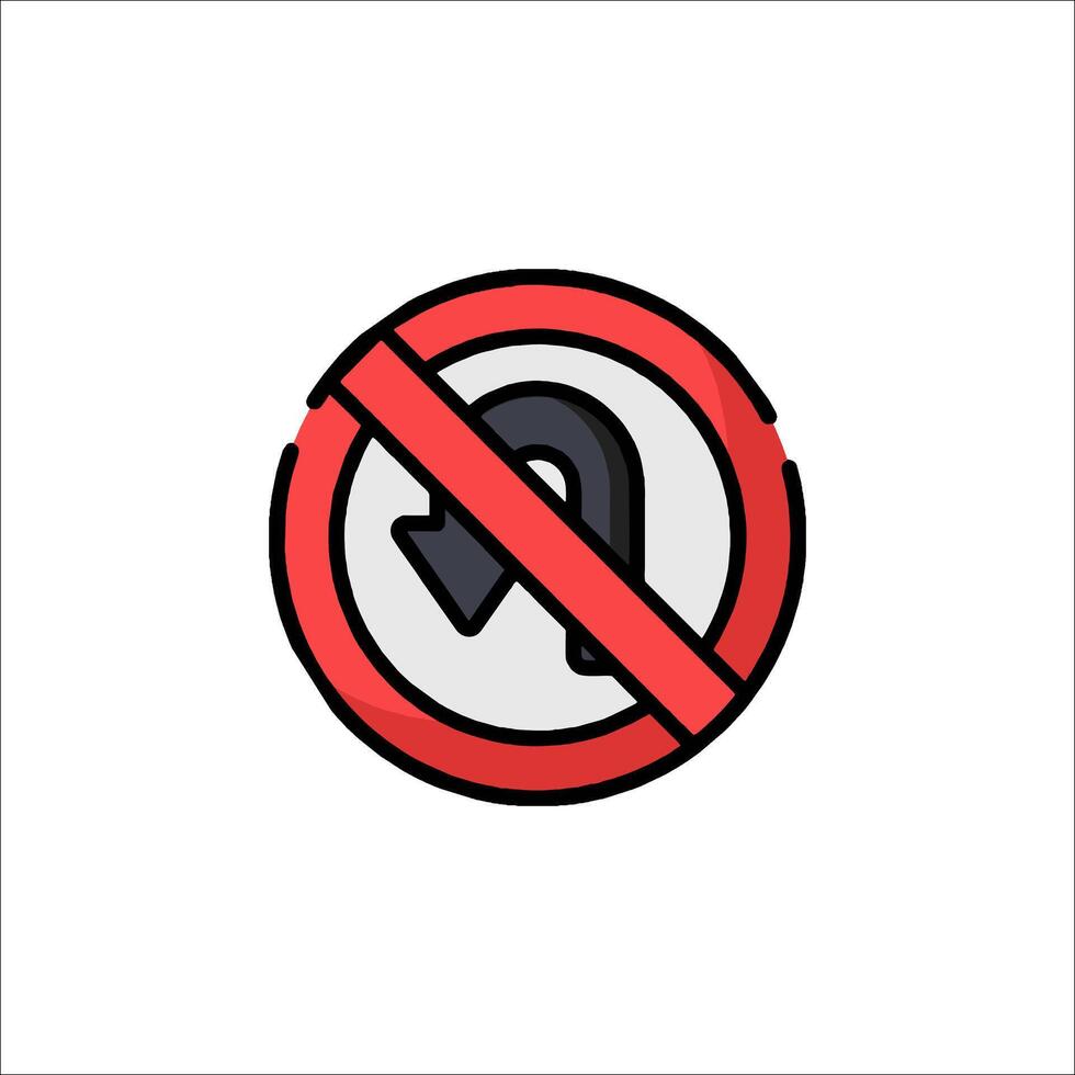 No turn sign icon isolated on white background vector