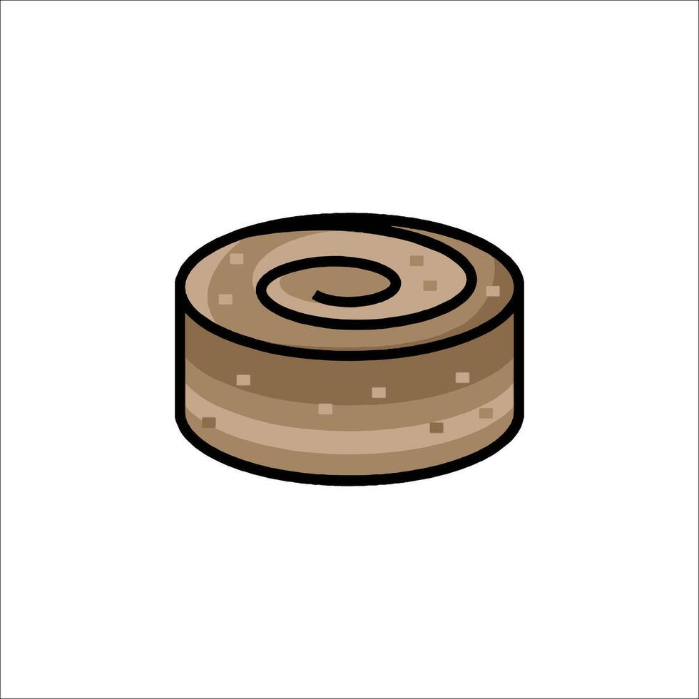 A brown roll of dough on a white background vector