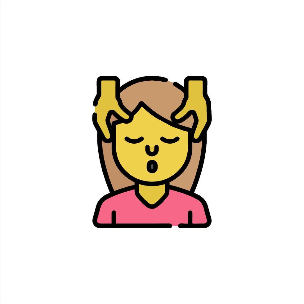 A woman with her head in the hands of someone vector