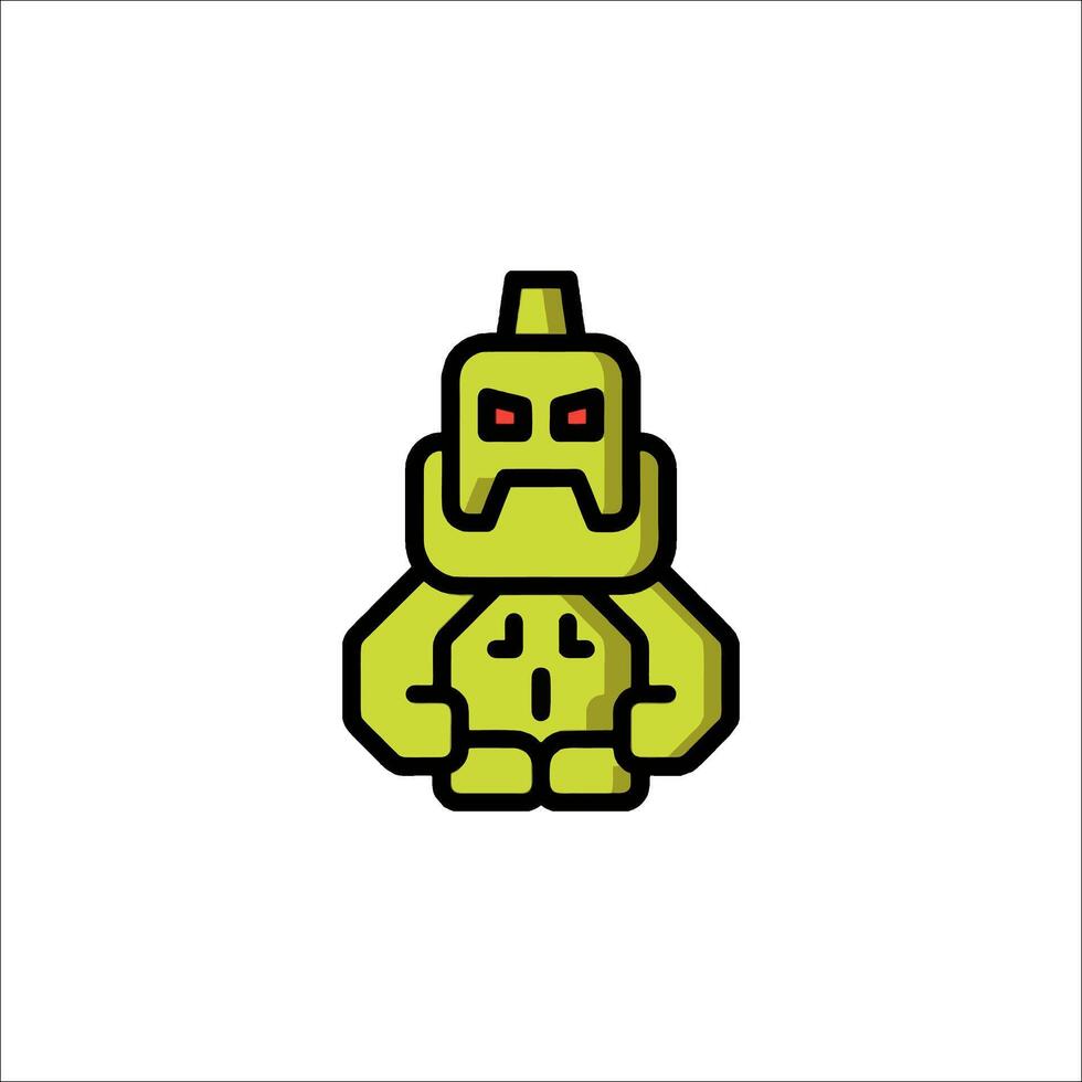 A green robot with red eyes and a yellow head vector