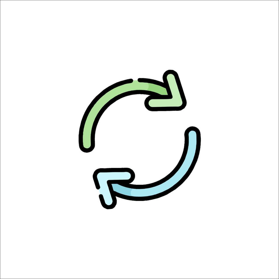 A circular arrow pointing to the left and right vector