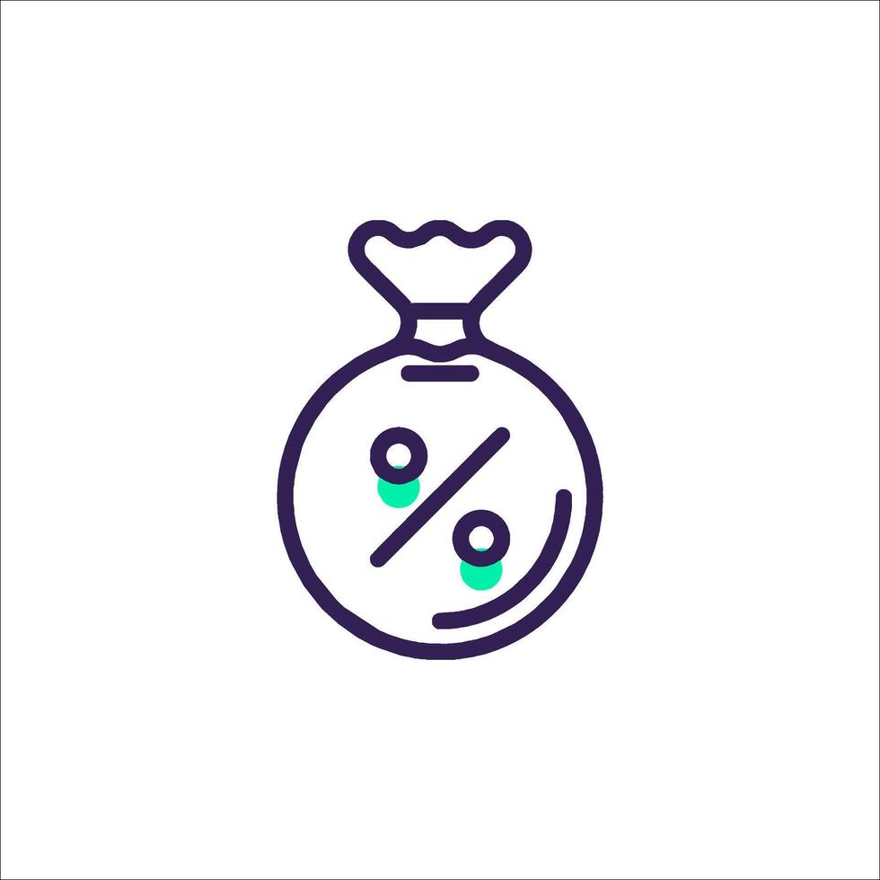 A money bag icon with a percentage sign vector