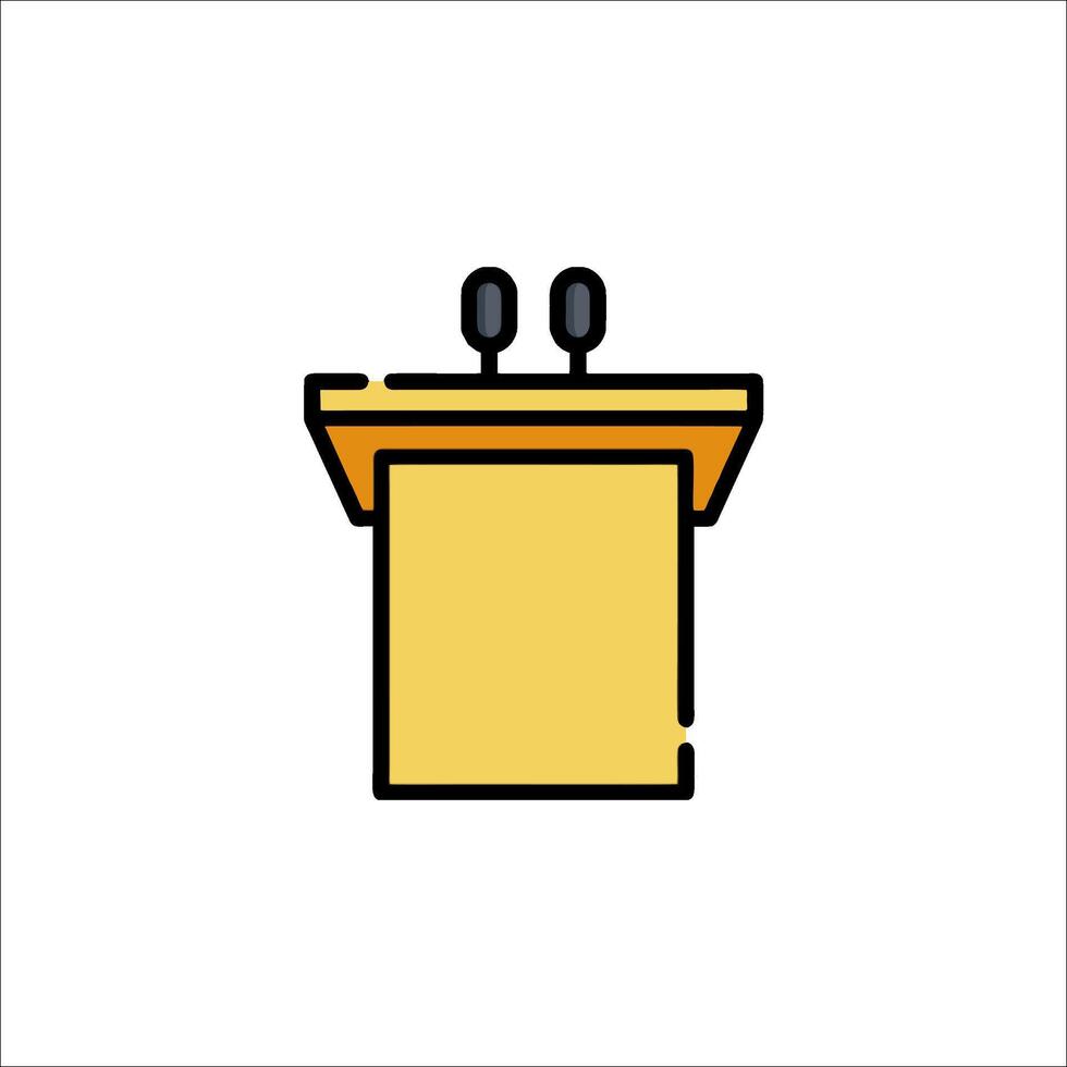 A podium with two microphones on it vector