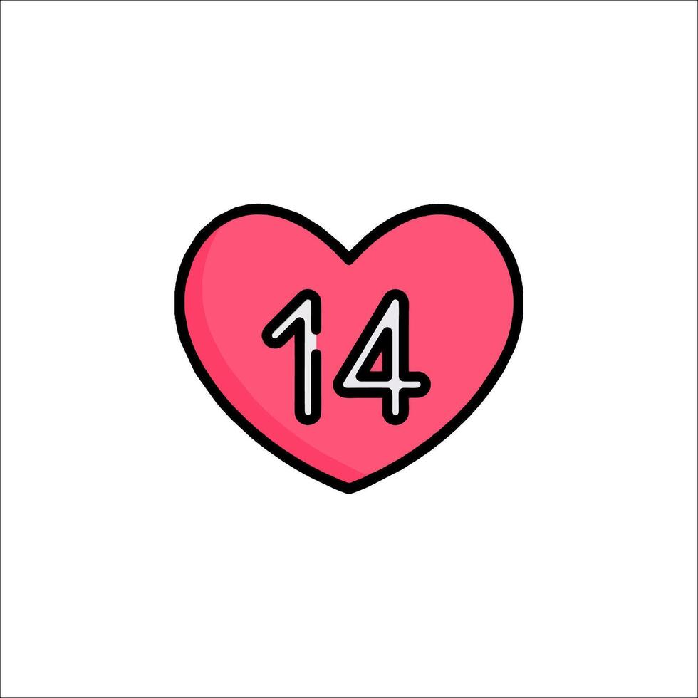 A pink heart with the number 14 in it vector