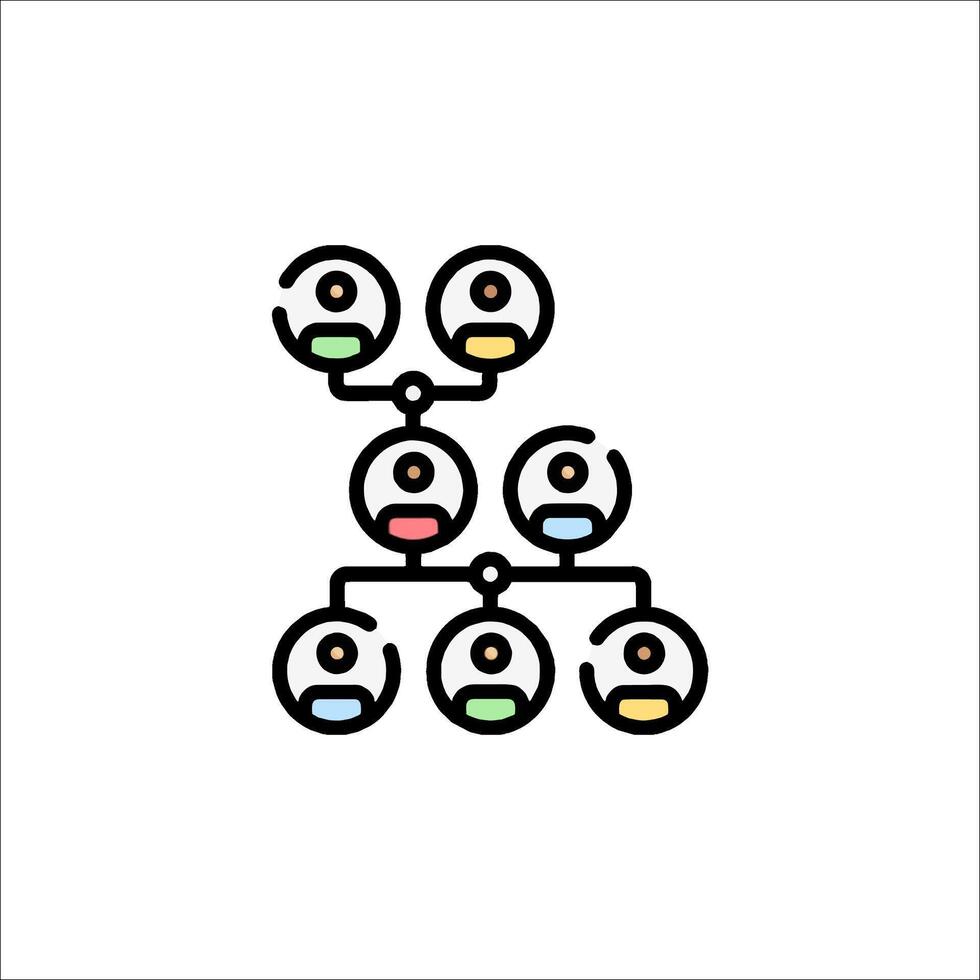 A group of people are connected to each other in a tree vector