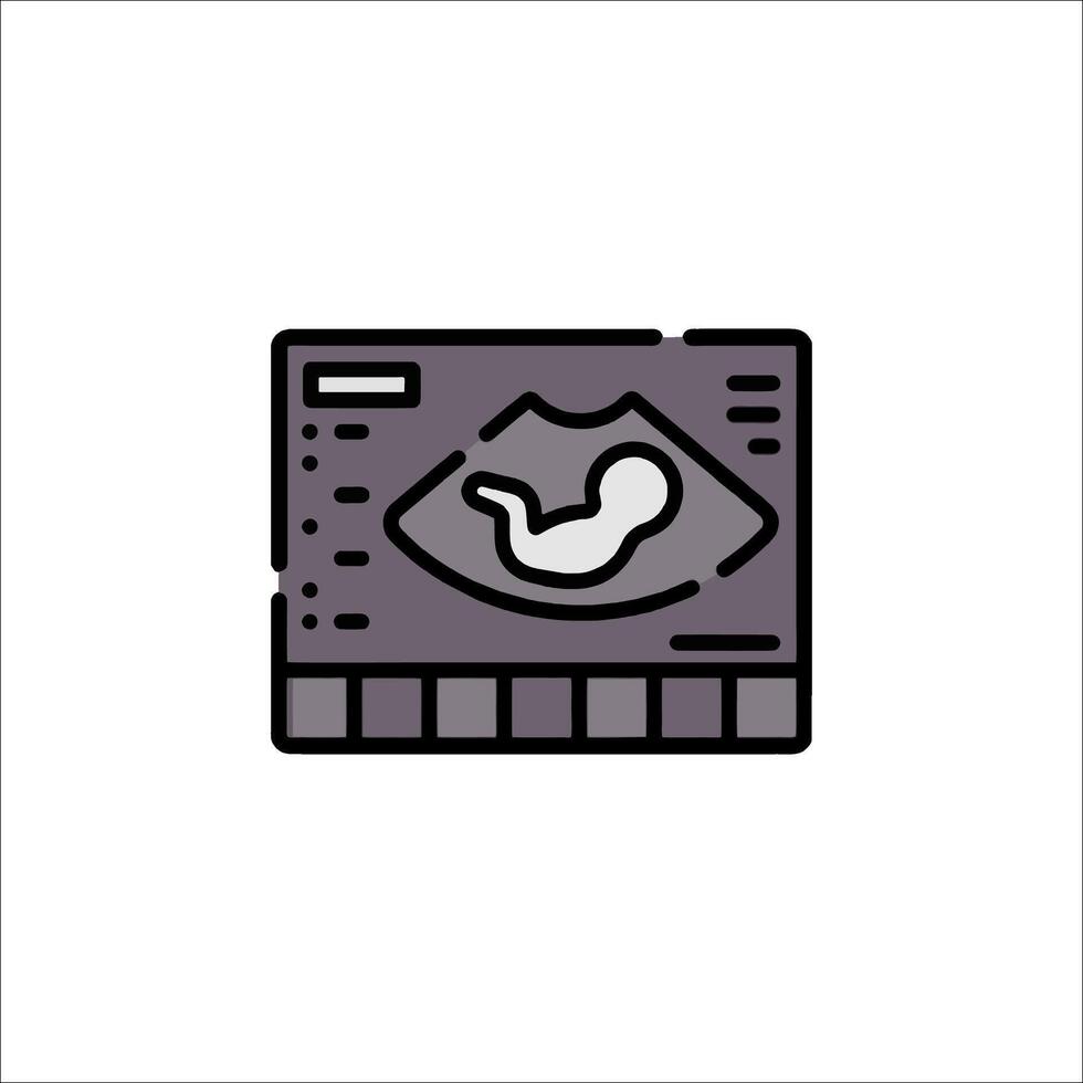 A black and white image of a monitor with a baby inside vector