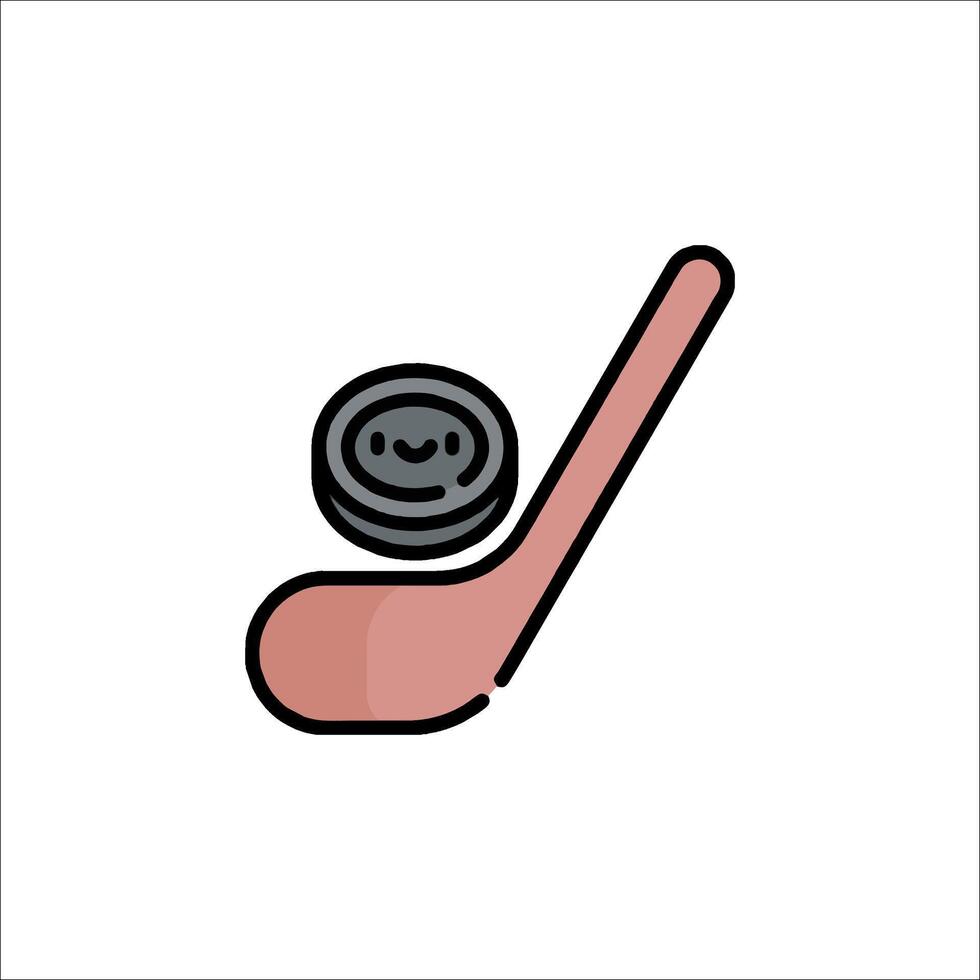 Hockey stick and puck icon illustration vector