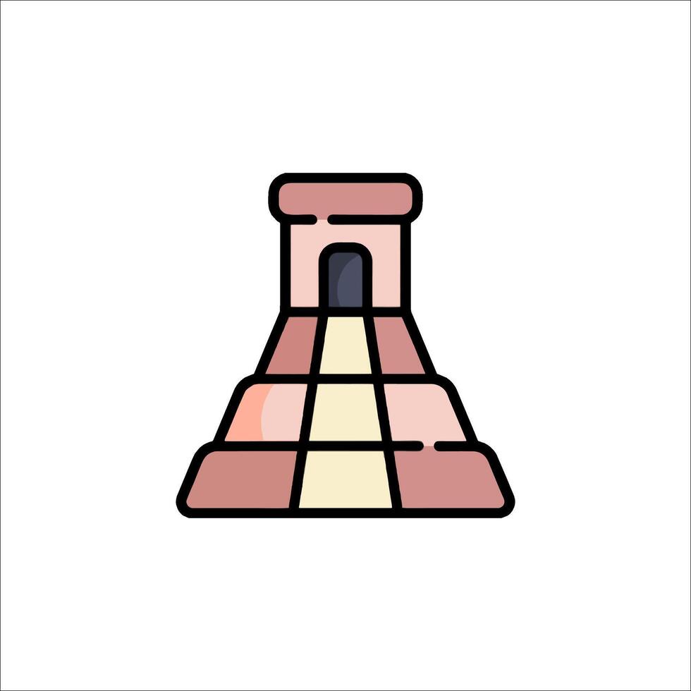 Maya pyramid icon, line art, illustration vector