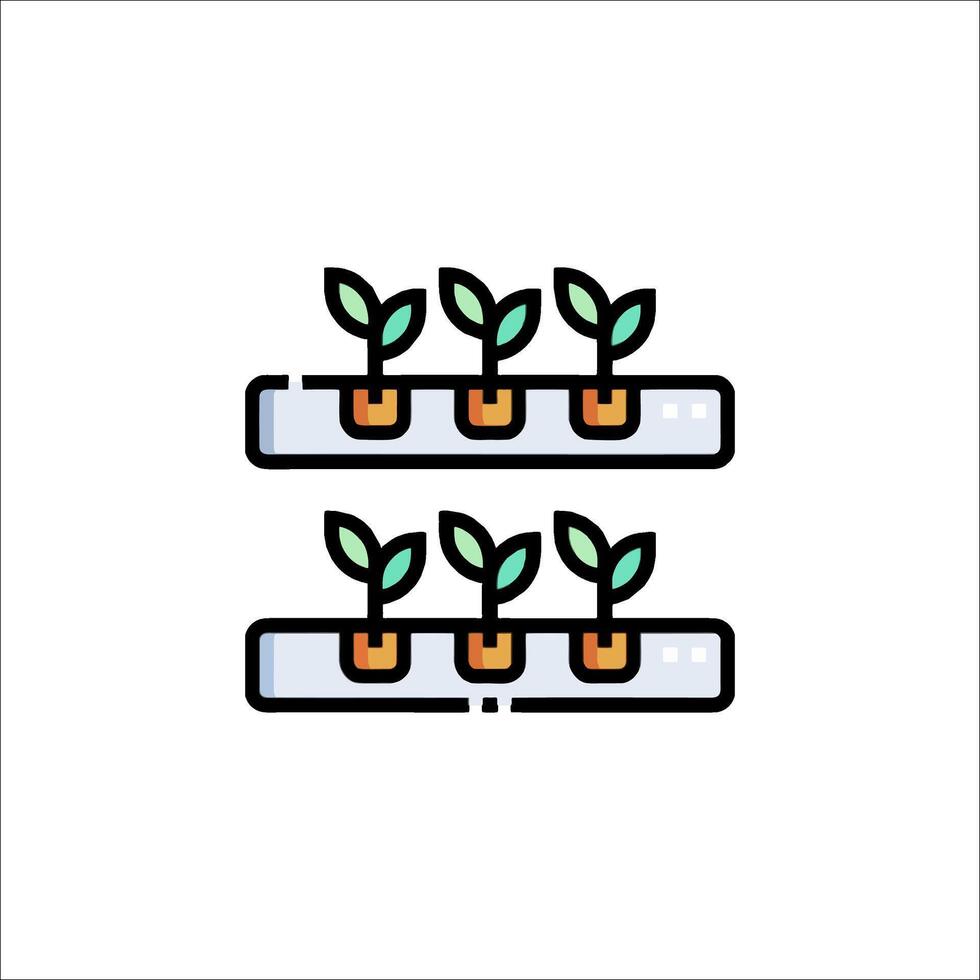 Planting seedlings in a tray icon vector