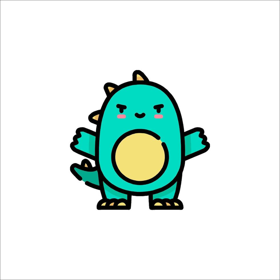 A cute cartoon dinosaur with a yellow and green face vector
