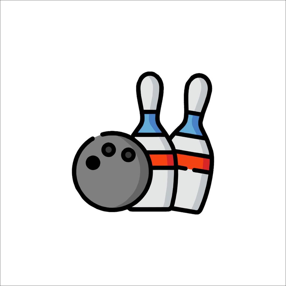 Bowling ball and pins icon illustration vector