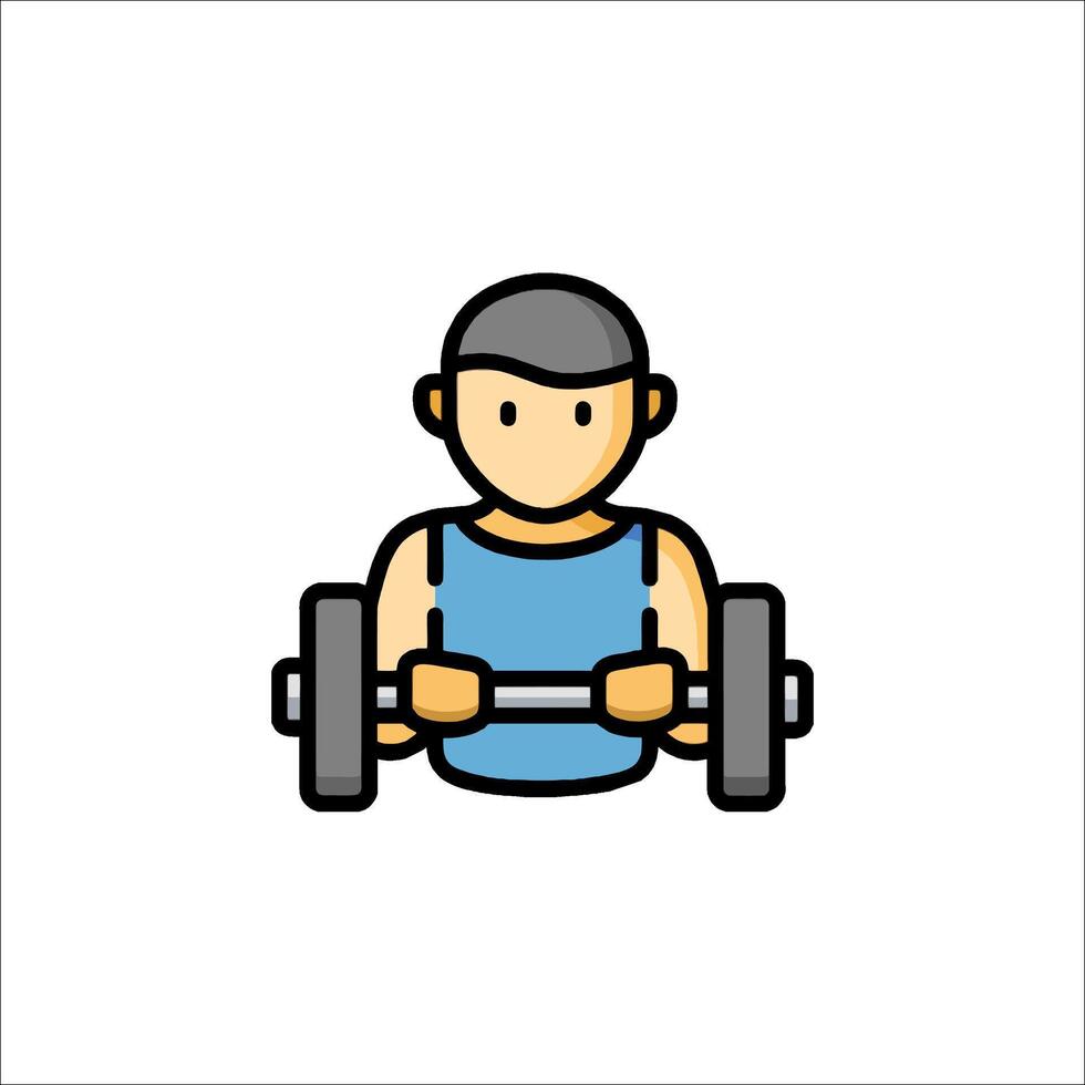 A man is lifting a barbell icon vector