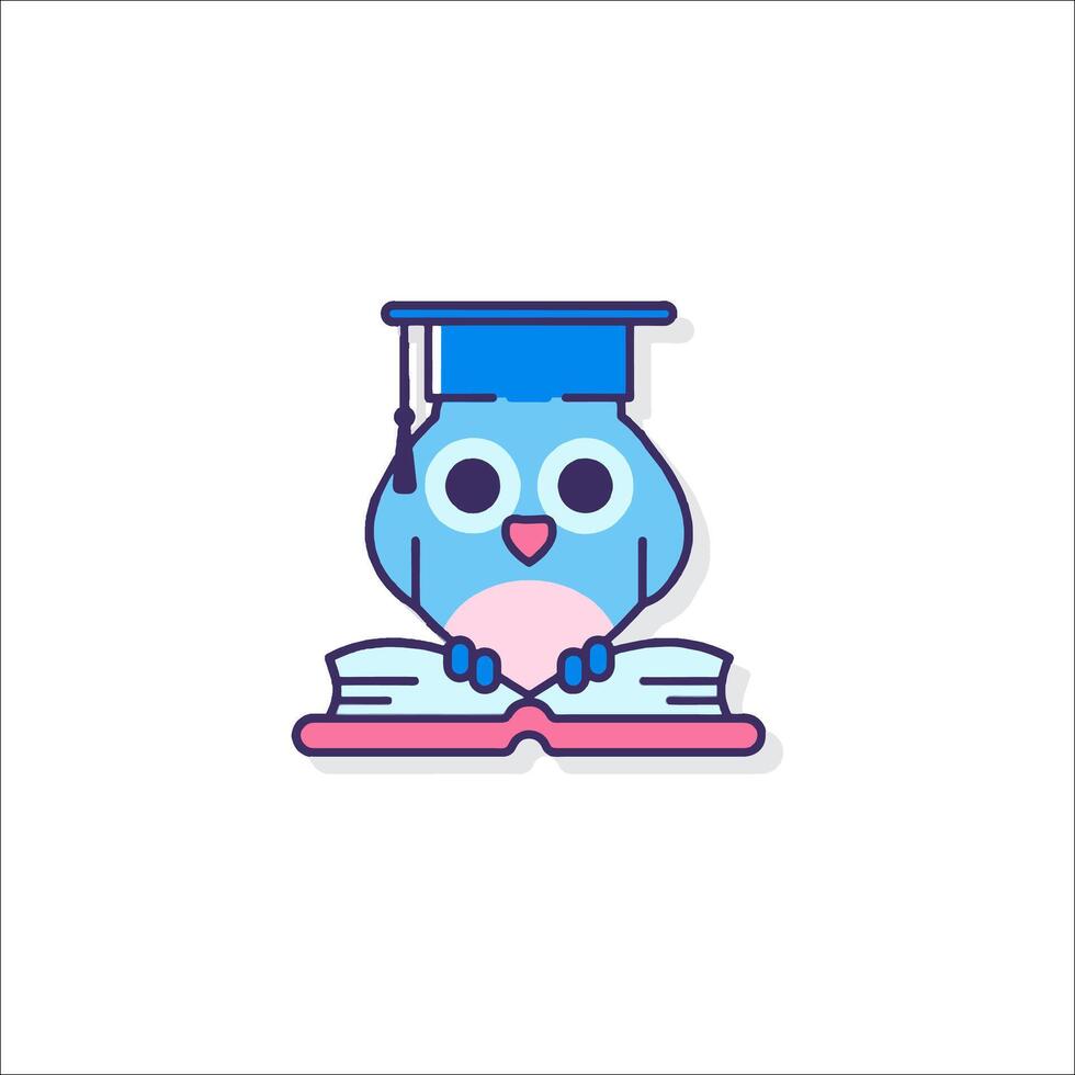 A cartoon owl wearing a graduation cap and holding a book vector