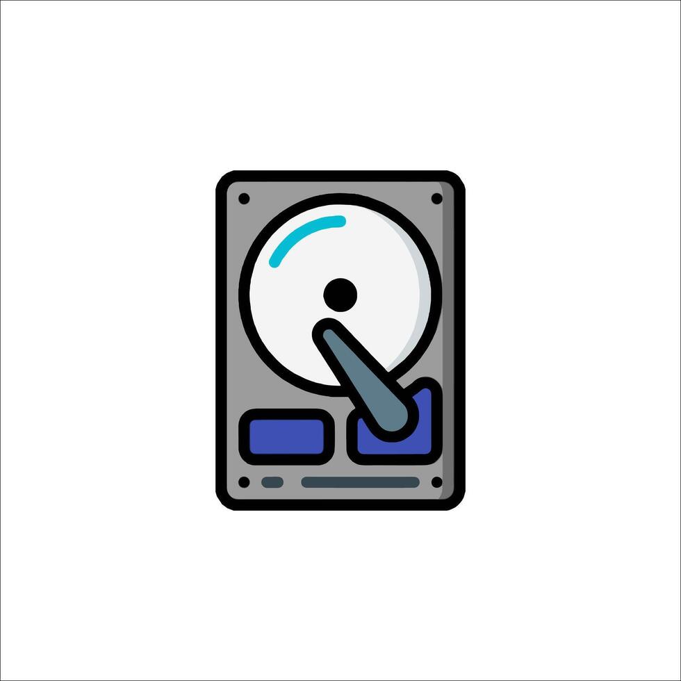 A computer with a disk icon on it vector