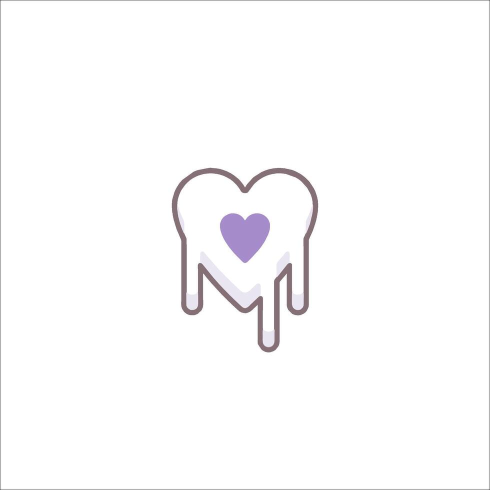 A heart shaped ice cream with a dripping drip vector