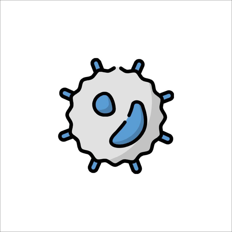 A blue and white icon of a virus vector