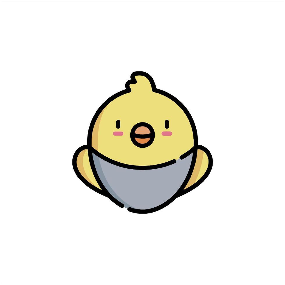 A cute little chicken with a face on it vector
