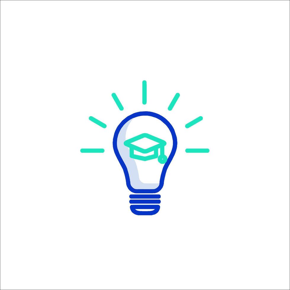 A light bulb with a graduation cap inside vector