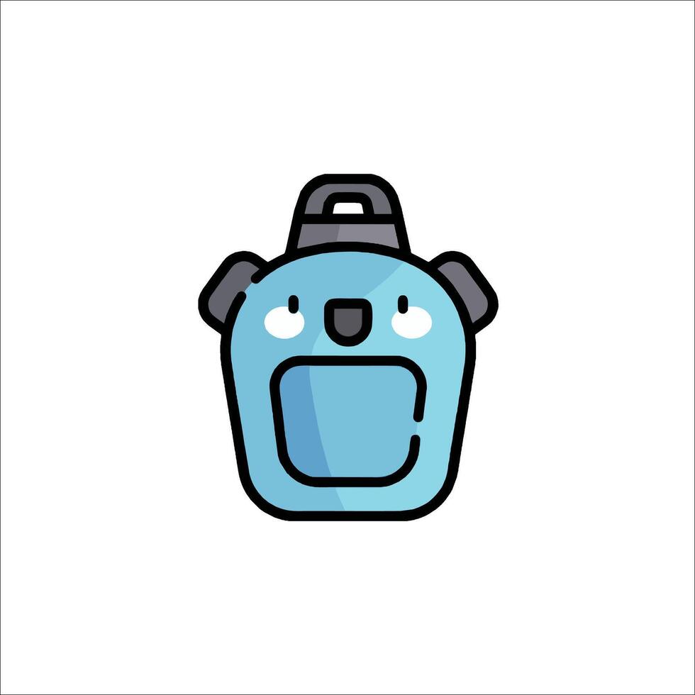 A blue backpack with a bear face on it vector