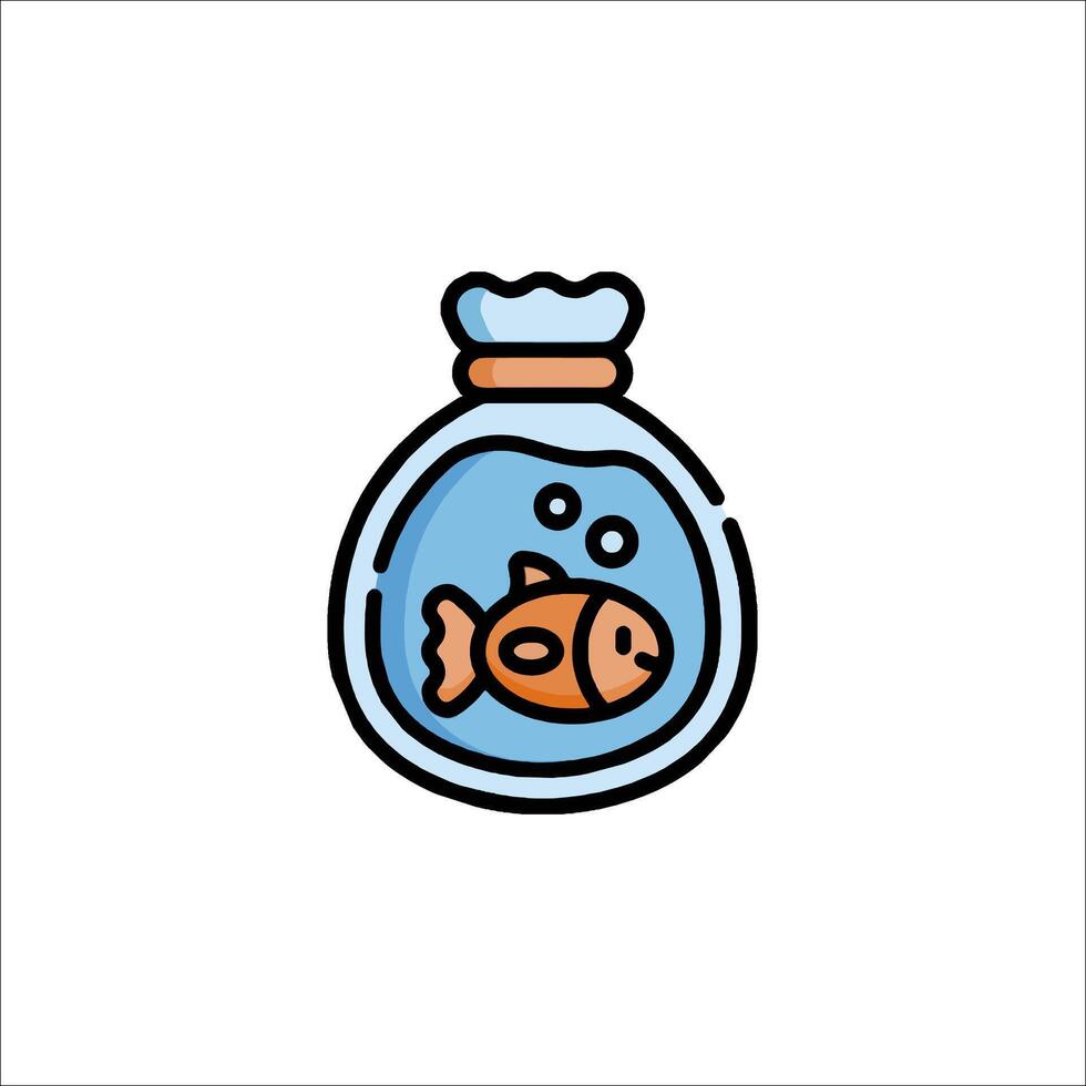 Fish in a bottle icon vector