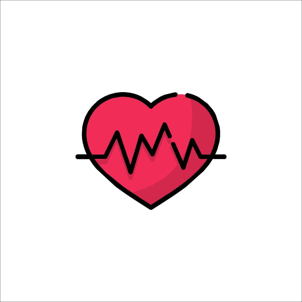 Heartbeat icon with a red heart vector