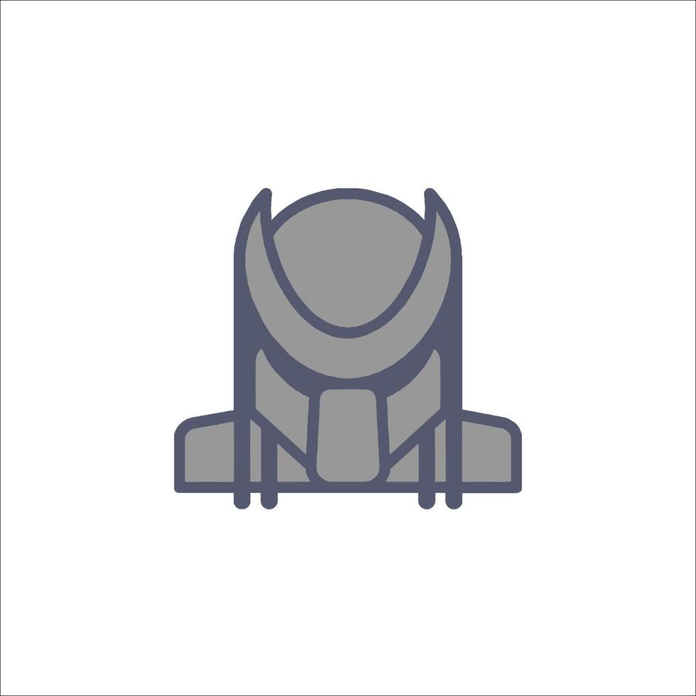A gray icon of a man with a helmet on his head vector