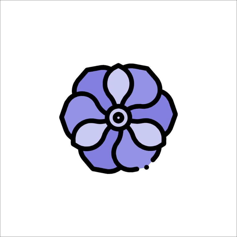 A purple flower with a black center on a white background vector