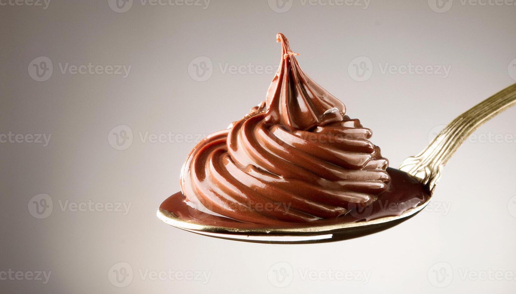 Hazelnut cream in spoon isolated on white background, full depth of field photo
