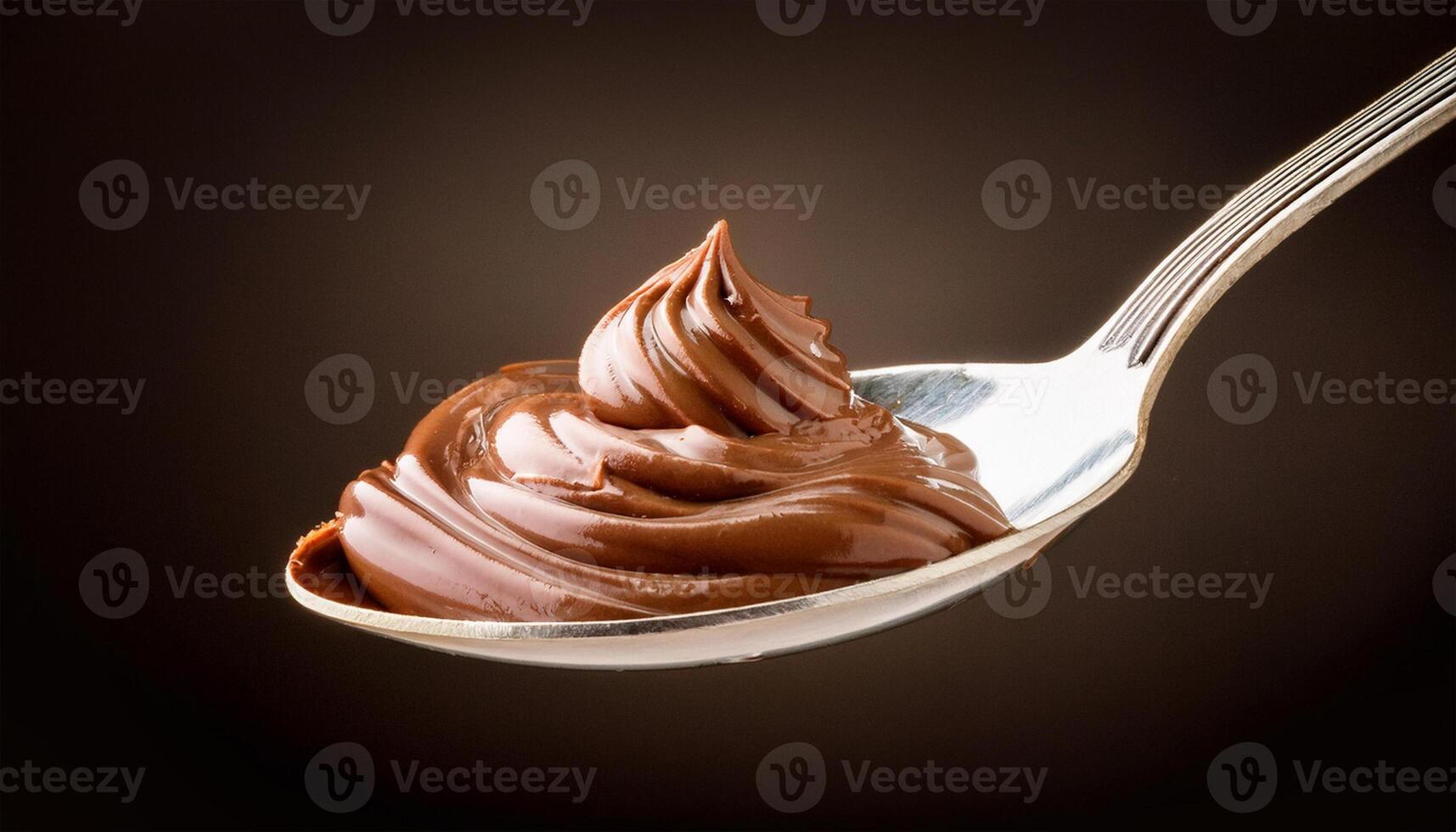 Hazelnut cream in spoon isolated on white background, full depth of field photo