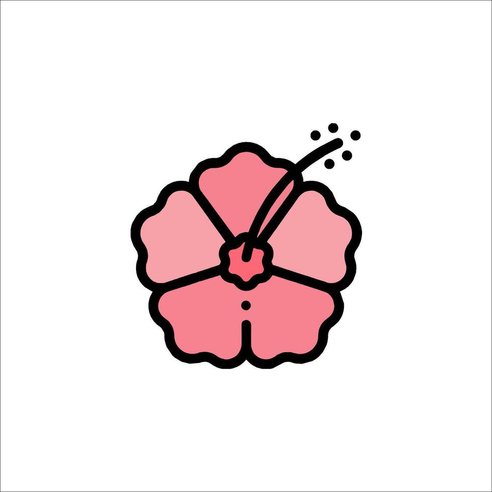A pink flower with a stem on a white background vector