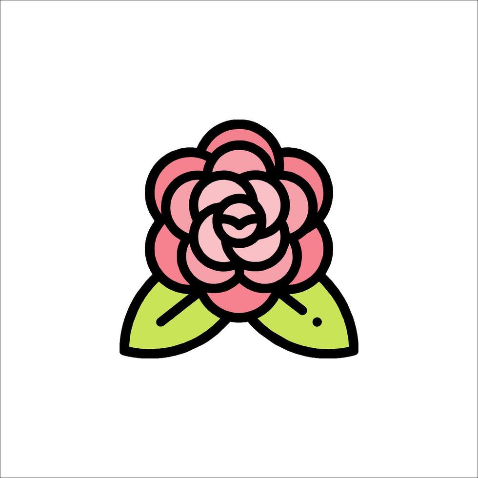 A pink rose with green leaves on it vector