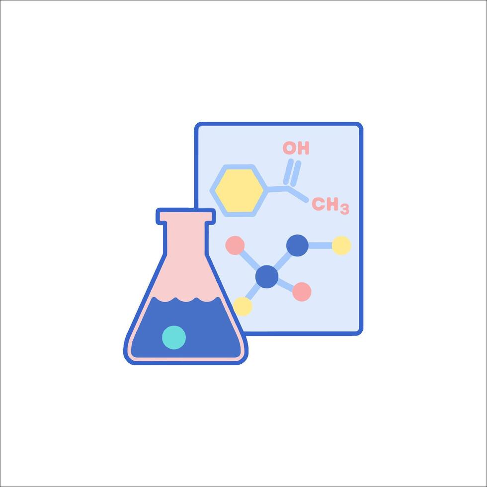 A chemical flask and a chemical chart vector