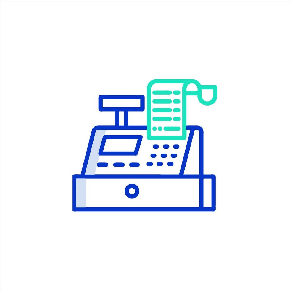 A cash register icon with a paper and a check vector