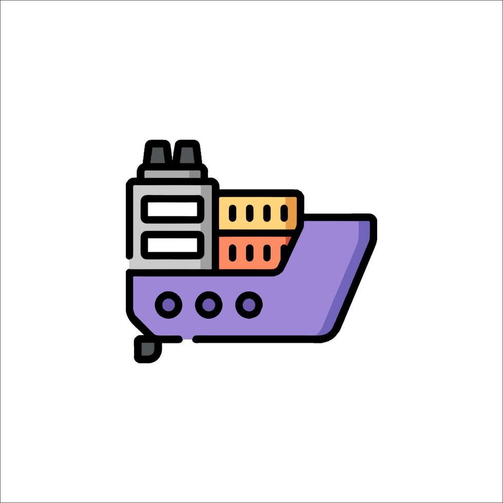 A purple and orange ship icon on a white background vector
