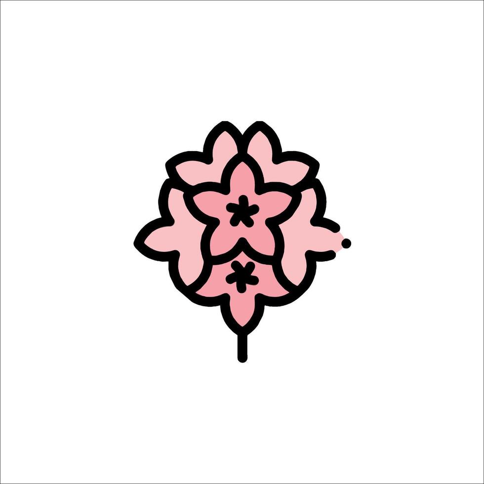 A pink flower logo with a black outline vector