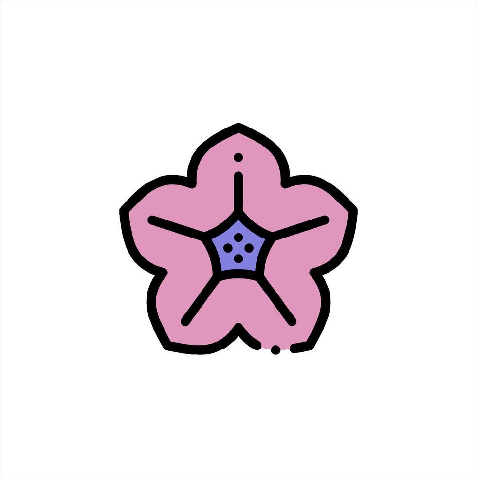 A pink flower with a blue center on a white background vector