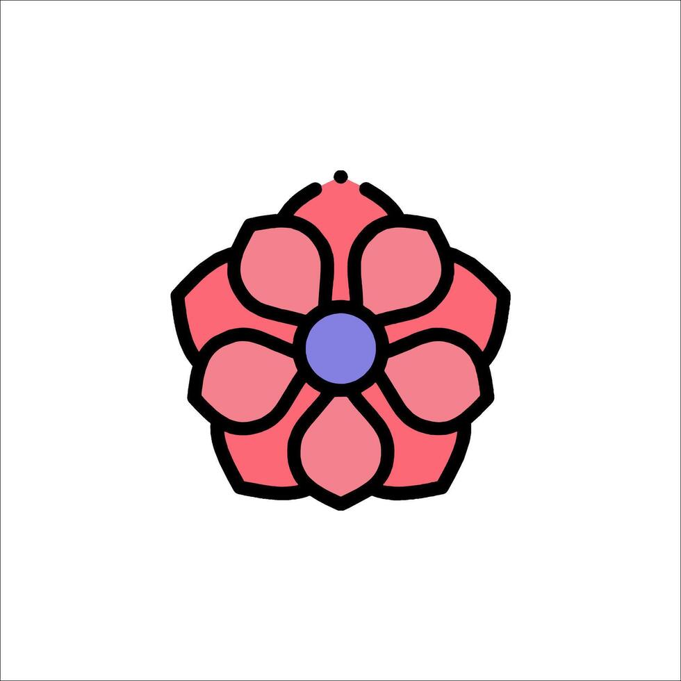 A pink flower with a blue center on a white background vector