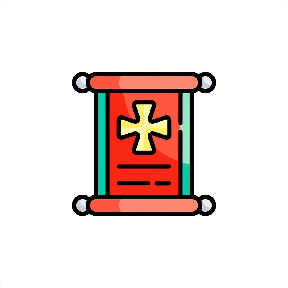 A scroll with a cross on it vector