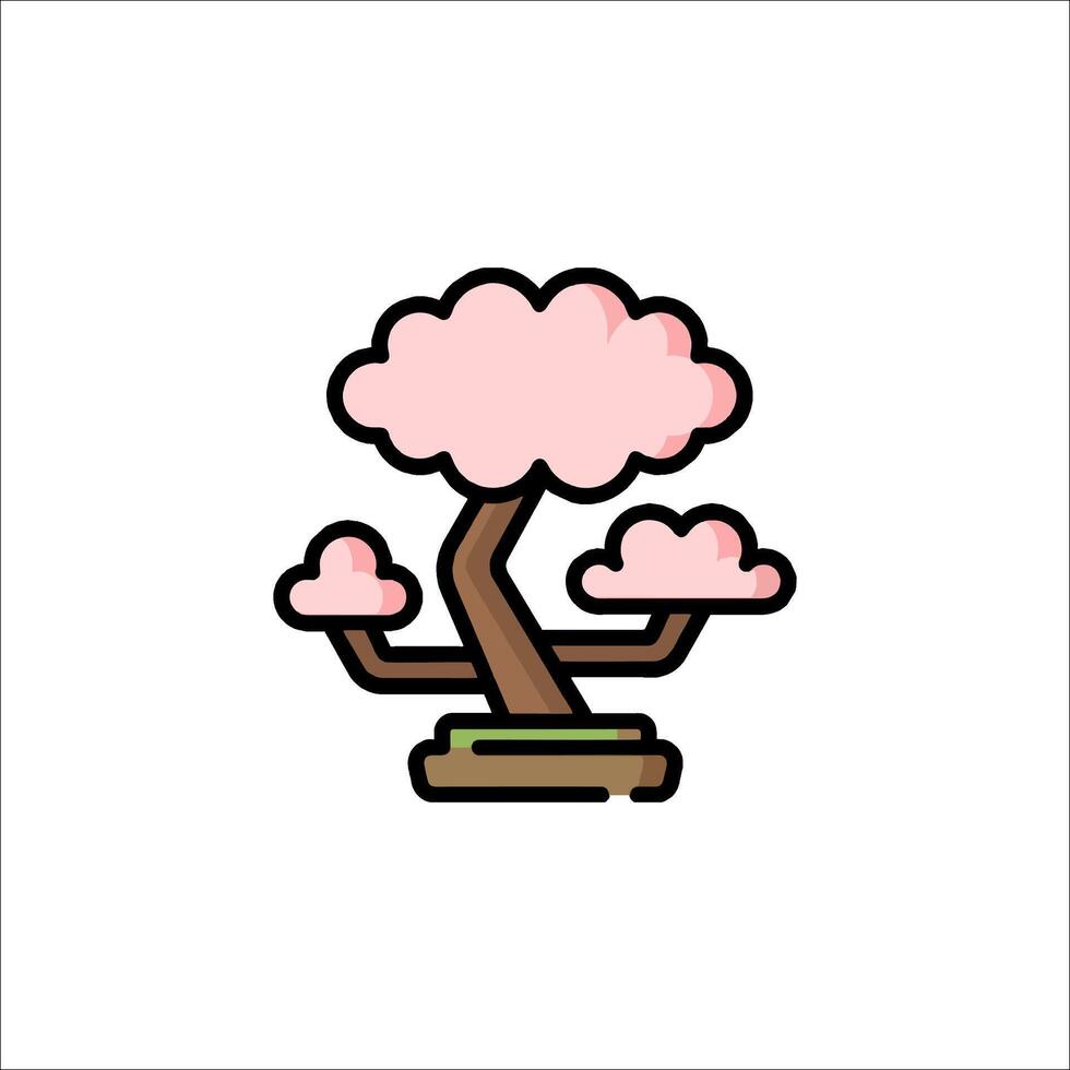 Bonsai tree icon in a flat style vector
