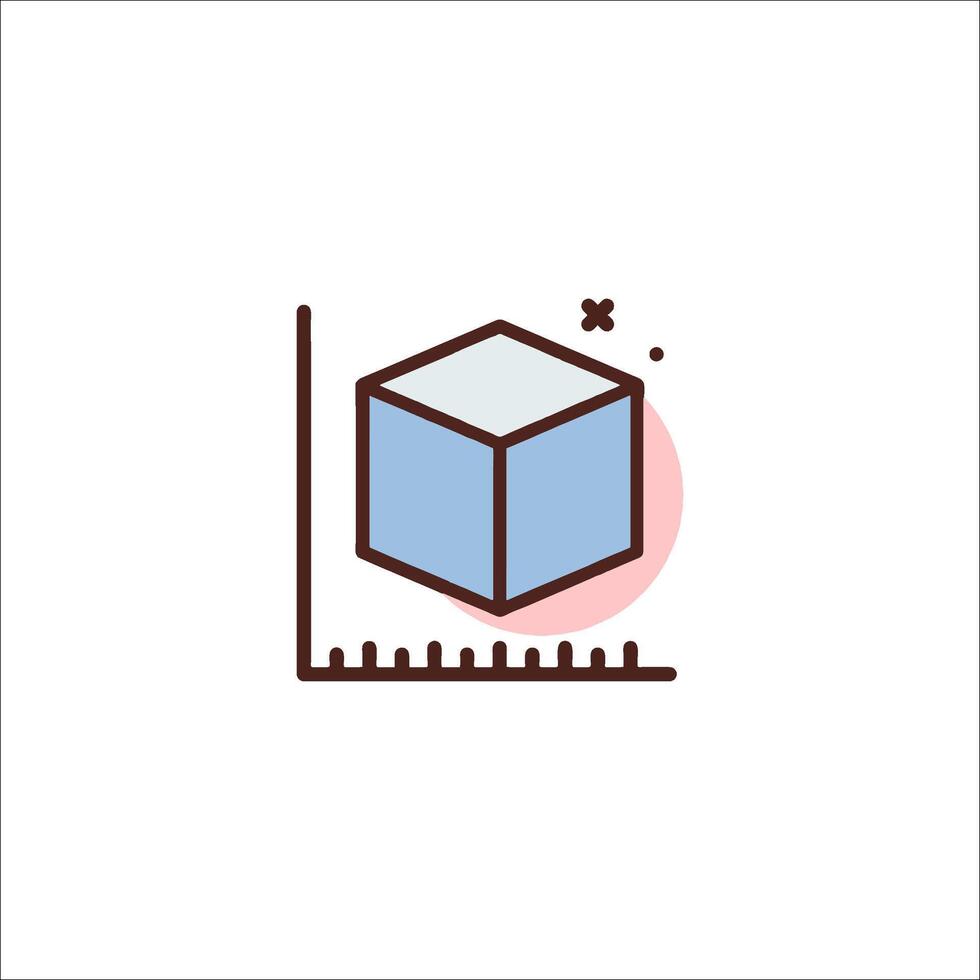 A cube with a line on it and a graph vector