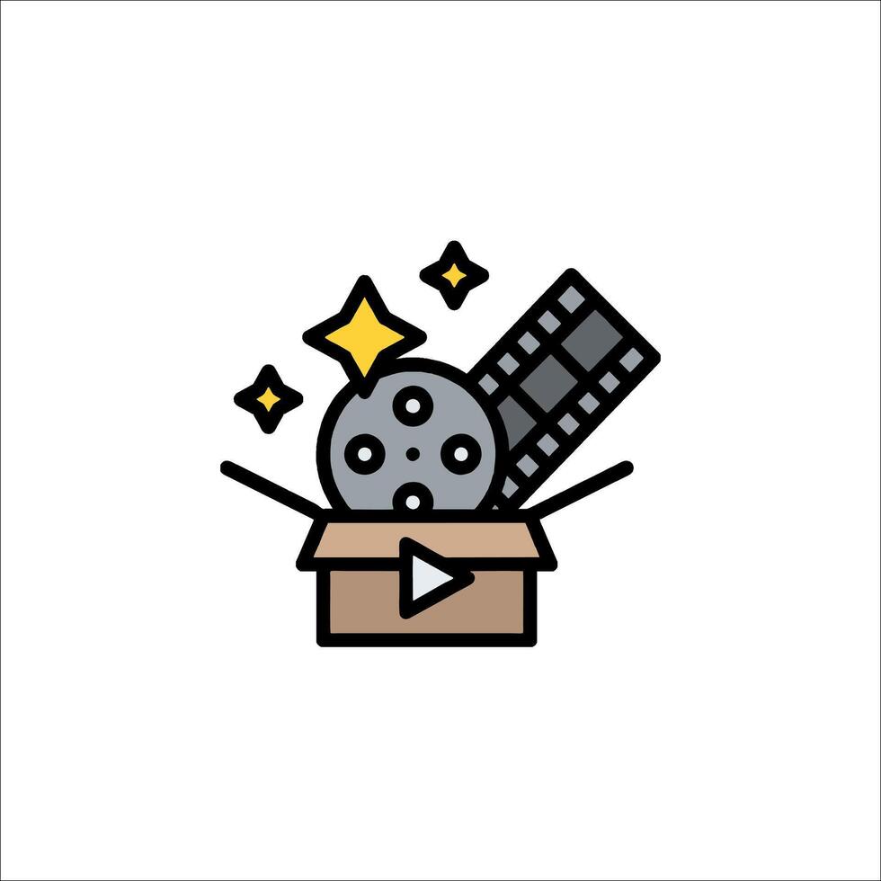 A movie reel and a box with stars on it vector
